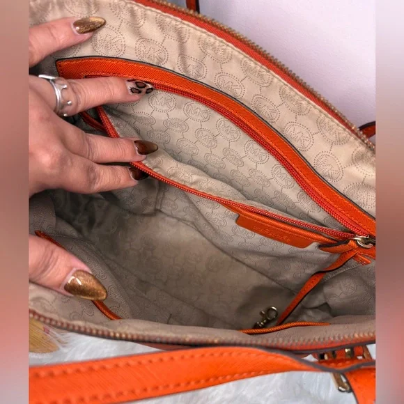 Michael Kors Bold Orange Charlotte Tote And Wallet - Picture 7 of 16